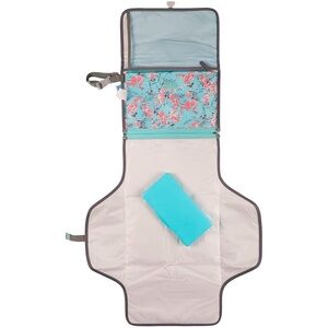 Laura Ashley Baby Portable Changing Pad Changer, Mint Floral Print Box For Wipes